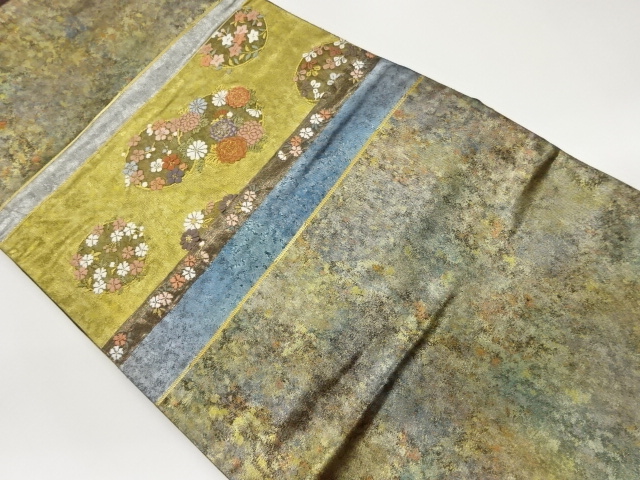 JAPANESE NAGOYA OBI / WOVEN FLOWER ROUNDEL